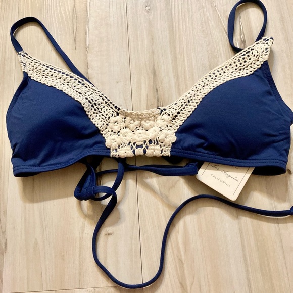 Other - Lucky Brand, Women’s Navy Blue Crochet Bikini Top, Size m